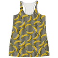 Black Striped Banana Pattern Print Women's Racerback Tank Top