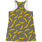 Black Striped Banana Pattern Print Women's Racerback Tank Top