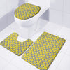 Black Striped Daffodil Pattern Print 3 Piece Bath Mat Set