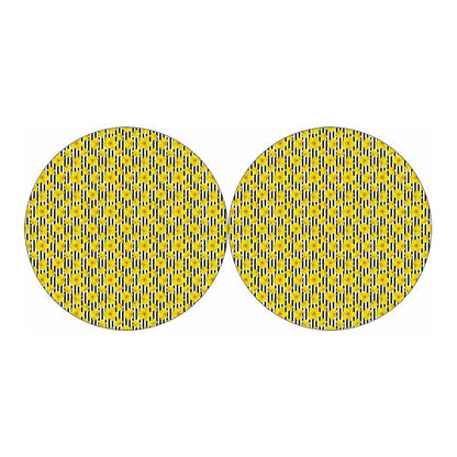 Black Striped Daffodil Pattern Print Car Coasters
