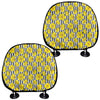 Black Striped Daffodil Pattern Print Car Headrest Covers