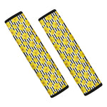 Black Striped Daffodil Pattern Print Car Seat Belt Covers