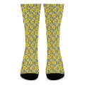Black Striped Daffodil Pattern Print Crew Socks