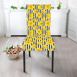 Black Striped Daffodil Pattern Print Dining Chair Slipcover