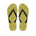 Black Striped Daffodil Pattern Print Flip Flops