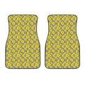 Black Striped Daffodil Pattern Print Front Car Floor Mats