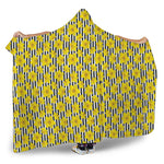 Black Striped Daffodil Pattern Print Hooded Blanket