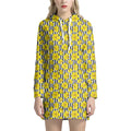 Black Striped Daffodil Pattern Print Pullover Hoodie Dress