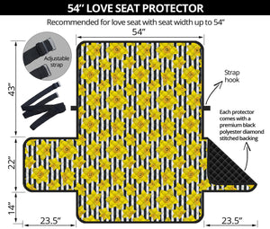 Black Striped Daffodil Pattern Print Loveseat Protector
