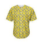 Black Striped Daffodil Pattern Print Men's Baseball Jersey