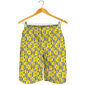 Black Striped Daffodil Pattern Print Men's Shorts