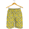 Black Striped Daffodil Pattern Print Men's Shorts
