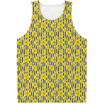 Black Striped Daffodil Pattern Print Men's Tank Top