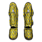 Black Striped Daffodil Pattern Print Muay Thai Shin Guard