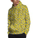 Black Striped Daffodil Pattern Print Pullover Hoodie