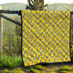 Black Striped Daffodil Pattern Print Quilt