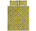 Black Striped Daffodil Pattern Print Quilt Bed Set