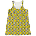 Black Striped Daffodil Pattern Print Women's Racerback Tank Top