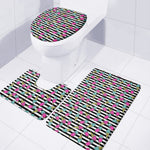 Black Striped Ice Cream Pattern Print 3 Piece Bath Mat Set