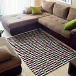 Black Striped Ice Cream Pattern Print Area Rug