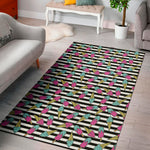 Black Striped Ice Cream Pattern Print Area Rug