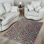 Black Striped Ice Cream Pattern Print Area Rug