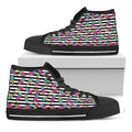 Black Striped Ice Cream Pattern Print Black High Top Sneakers
