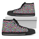 Black Striped Ice Cream Pattern Print Black High Top Shoes