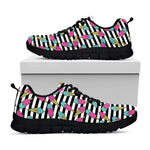 Black Striped Ice Cream Pattern Print Black Sneakers