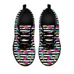 Black Striped Ice Cream Pattern Print Black Sneakers