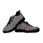 Black Striped Ice Cream Pattern Print Black Sneakers