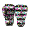 Black Striped Ice Cream Pattern Print Boxing Gloves