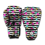 Black Striped Ice Cream Pattern Print Boxing Gloves