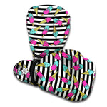 Black Striped Ice Cream Pattern Print Boxing Gloves