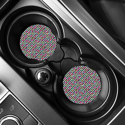 Black Striped Ice Cream Pattern Print Car Coasters
