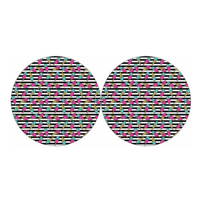 Black Striped Ice Cream Pattern Print Car Coasters