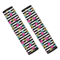 Black Striped Ice Cream Pattern Print Car Seat Belt Covers