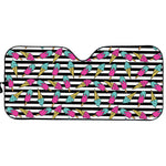 Black Striped Ice Cream Pattern Print Car Sun Shade