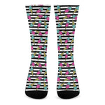 Black Striped Ice Cream Pattern Print Crew Socks