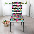 Black Striped Ice Cream Pattern Print Dining Chair Slipcover