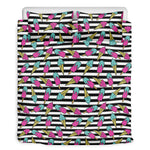 Black Striped Ice Cream Pattern Print Duvet Cover Bedding Set
