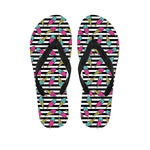 Black Striped Ice Cream Pattern Print Flip Flops