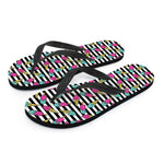 Black Striped Ice Cream Pattern Print Flip Flops