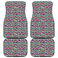 Black Striped Ice Cream Pattern Print Front and Back Car Floor Mats