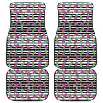 Black Striped Ice Cream Pattern Print Front and Back Car Floor Mats