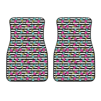 Black Striped Ice Cream Pattern Print Front Car Floor Mats
