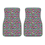 Black Striped Ice Cream Pattern Print Front Car Floor Mats