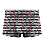 Black Striped Ice Cream Pattern Print Men's Boxer Briefs