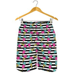 Black Striped Ice Cream Pattern Print Men's Shorts