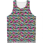 Black Striped Ice Cream Pattern Print Men's Tank Top